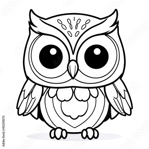 Cute Cartoon Owl Coloring Page coloring book photo