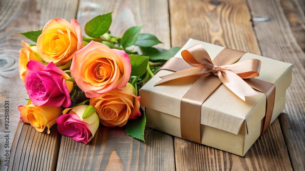 A Bouquet of Gratitude: A Gift Box Overflowing with Delicate Roses AI generated A Bouquet of Gratitude: A Gift Box Overflowing with Delicate Roses AI generated