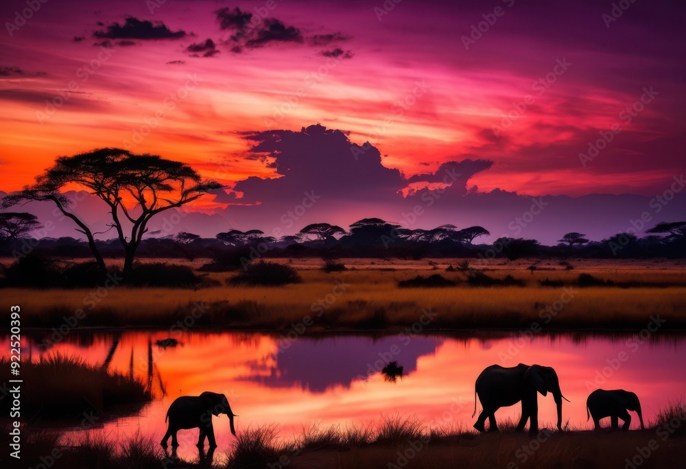 vibrant animal silhouettes stunning sunset rich hues dramatic sky, colorful, landscape, design, nature, art, evening, light, shadow, beauty, composition vibrant animal silhouettes stunning sunset rich hues dramatic sky, colorful, landscape, design, nature, art, evening, light, shadow, beauty, composition