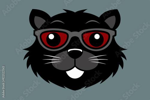 a black beaver face sunglass vector design