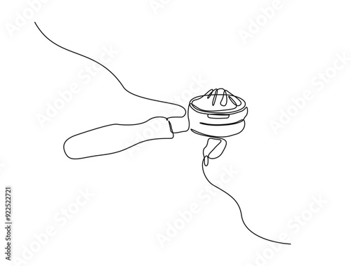 Continuous one line drawing of portafilter- barista equipment. portafilter - coffee maker single line vector illustration. Editable line vector.