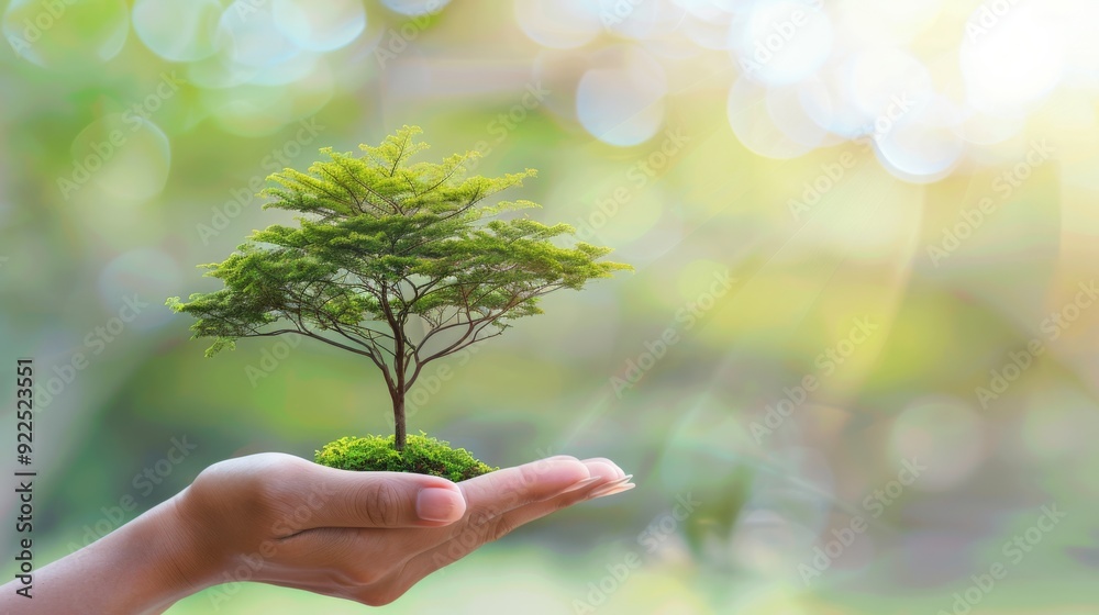 Green business concept with a tree growing from a hand Green business concept with a tree growing from a hand