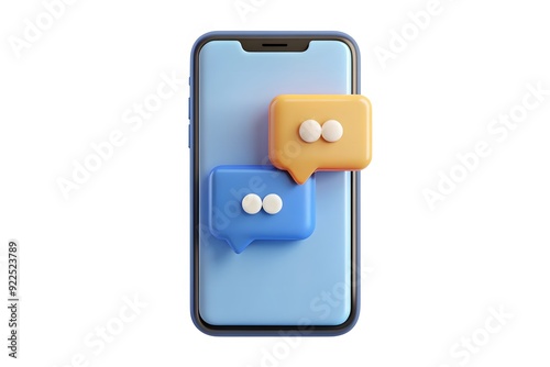 Smartphone with chat bubbles 3d illustration with video over white background 