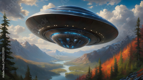 ufo flying above the clouds