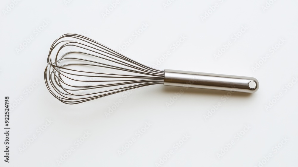 Stainless steel whisk isolated on a white background, showcasing sleek design and functionality in modern kitchen tools. Stainless steel whisk isolated on a white background, showcasing sleek design and functionality in modern kitchen tools.