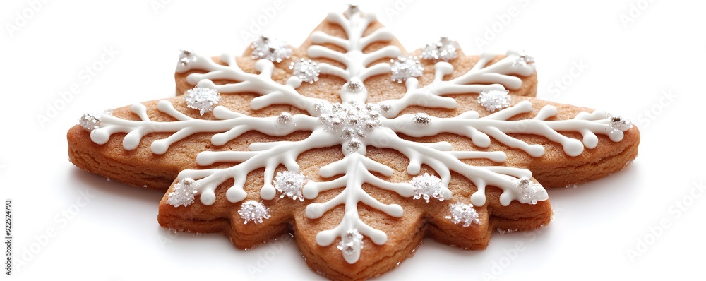 Beautifully Crafted Gingerbread Snowflake Cookie with Powdered Sugar Topping for Winter Holiday Beautifully Crafted Gingerbread Snowflake Cookie with Powdered Sugar Topping for Winter Holiday