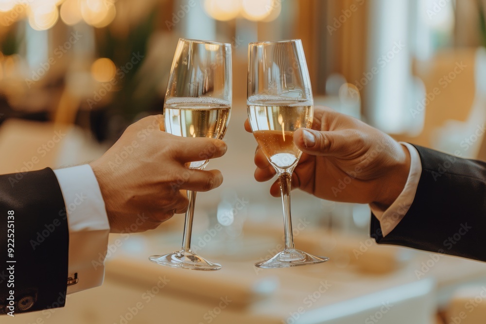 Elegant Toast with Champagne Glasses at Luxury Celebration Elegant Toast with Champagne Glasses at Luxury Celebration