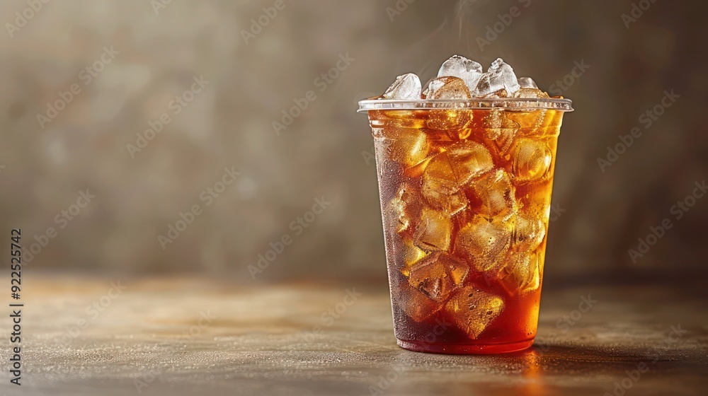 Ice americano coffee in a tall glass. Ice americano and cafe latte on the table Ice americano coffee in a tall glass. Ice americano and cafe latte on the table
