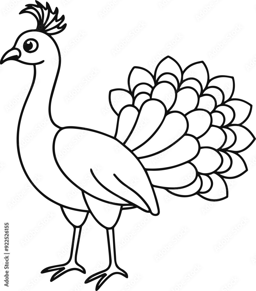 peacock silhouette vector illustration, line art peacock silhouette vector illustration, line art