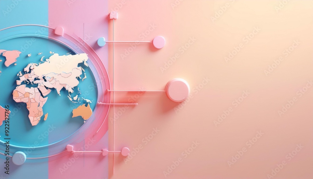 Search engine interface projecting a holographic world map with data points, symbolizing global search reach pastel Search engine interface projecting a holographic world map with data points, symbolizing global search reach pastel