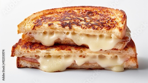 Delicious Croque Monsieur with Bechamel Sauce on White Background - Editorial Food Photography in Professional Studio photo