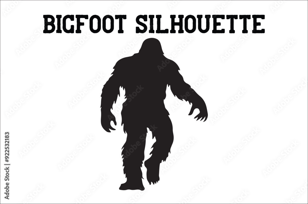 Fototapeta premium Bigfoot silhouette on white background. Bigfoot silhouettes and bigfoot concept silhouette vector illustration. Bigfoot silhouette.