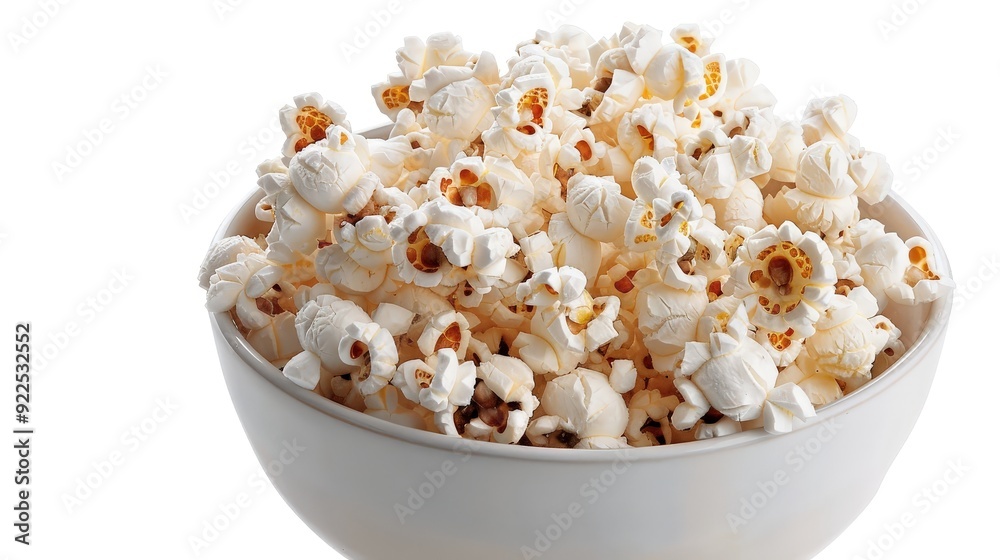 Delightful Crispy Popcorn Bowl in Professional Studio Setting on White Background - Editorial Food Photography Concept