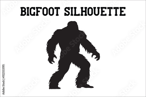 Bigfoot silhouette on white background. Bigfoot silhouettes and bigfoot concept silhouette vector illustration. Bigfoot silhouette.