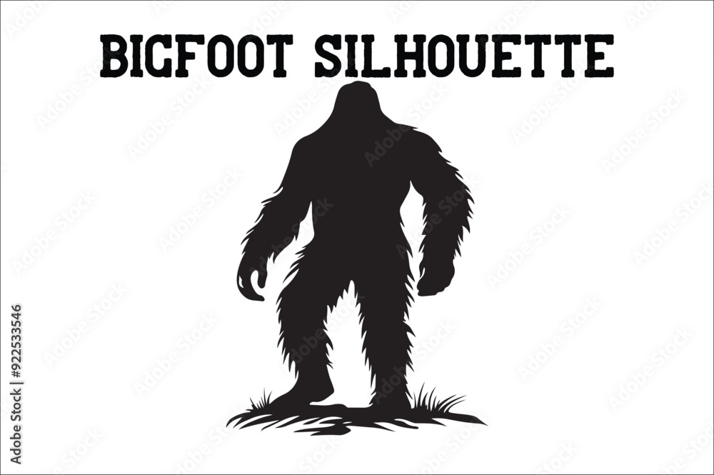 Bigfoot silhouette on white background. Bigfoot silhouettes and bigfoot concept silhouette vector illustration. Bigfoot silhouette.