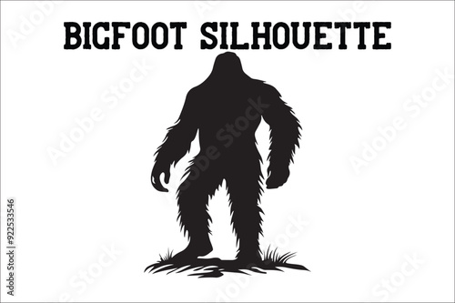 Bigfoot silhouette on white background. Bigfoot silhouettes and bigfoot concept silhouette vector illustration. Bigfoot silhouette.