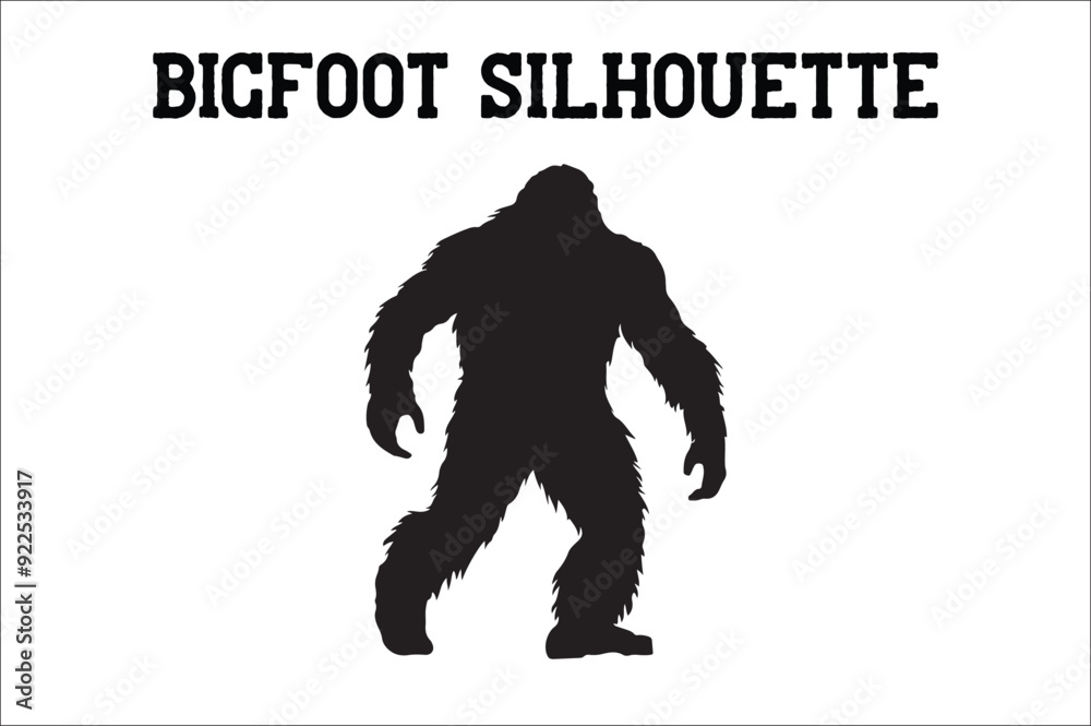 Fototapeta premium Bigfoot silhouette on white background. Bigfoot silhouettes and bigfoot concept silhouette vector illustration. Bigfoot silhouette.