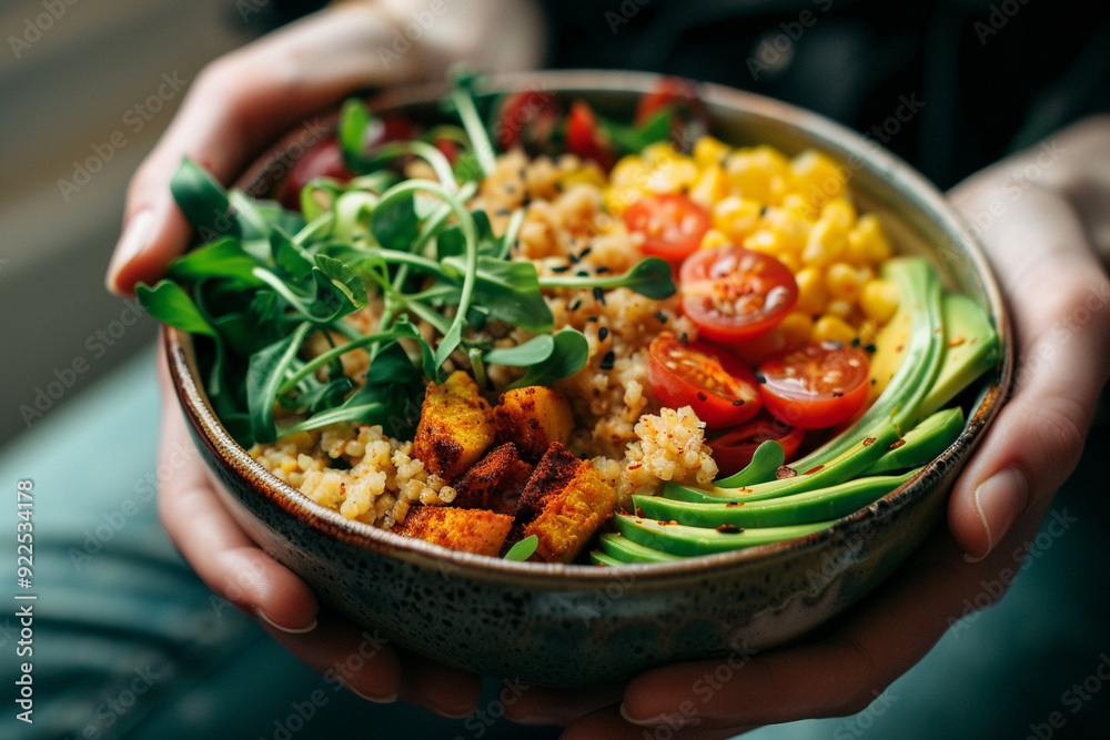 Close-up of a Healthy and Vibrant Buddha Bowl Close-up of a Healthy and Vibrant Buddha Bowl