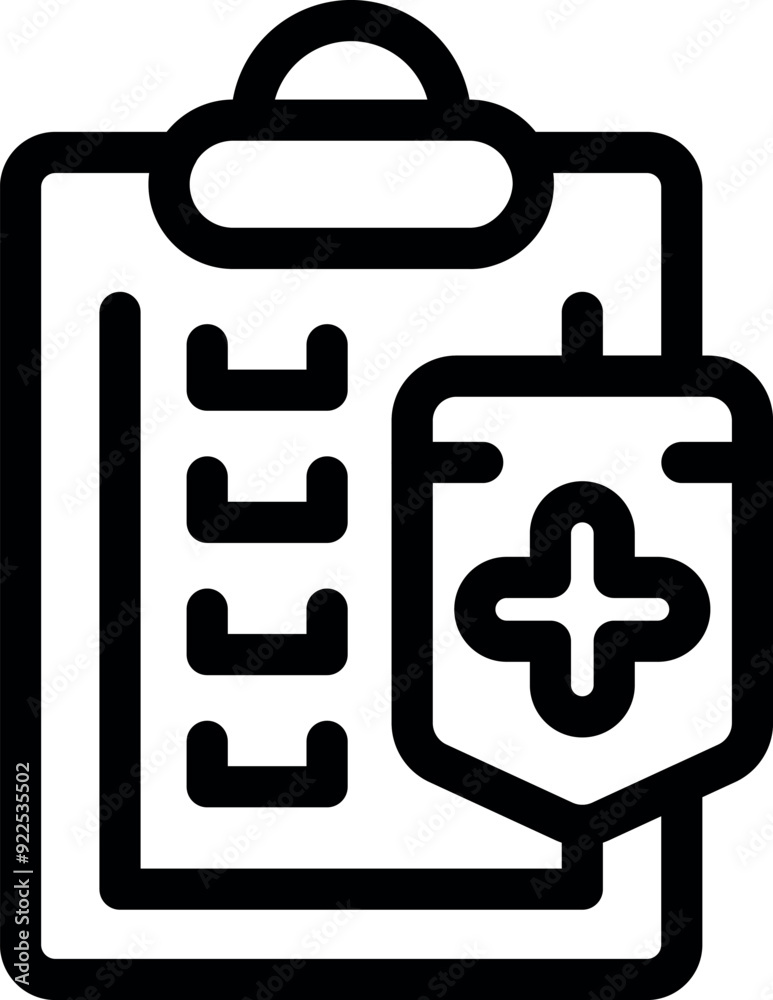 Medical insurance document is being protected by a shield, representing healthcare security and peace of mind Medical insurance document is being protected by a shield, representing healthcare security and peace of mind