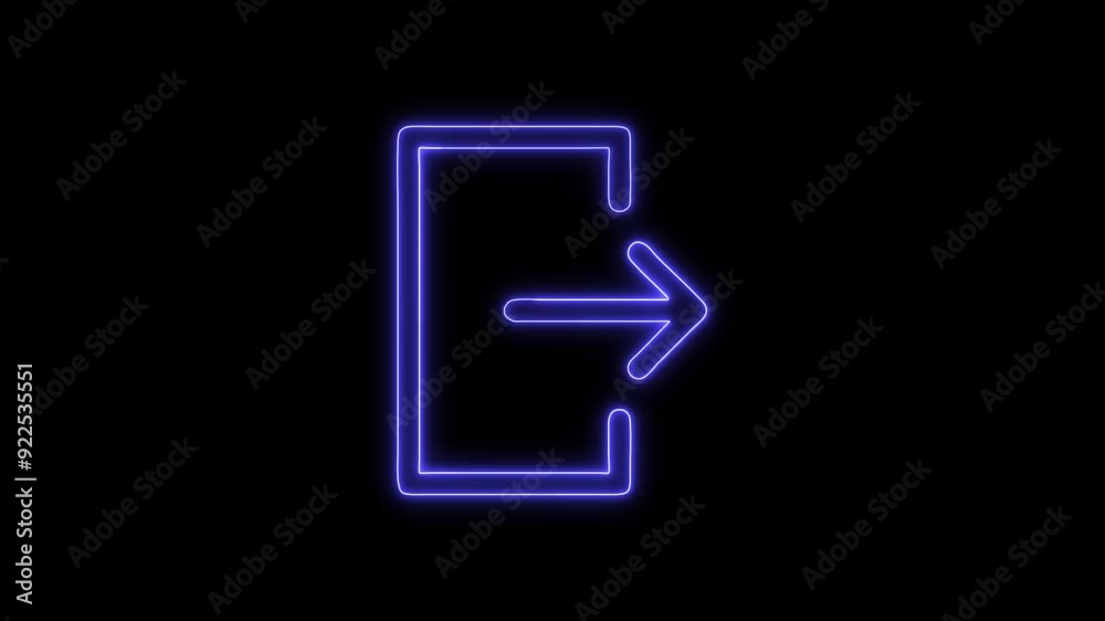 Exit Door Icon - 4K Animated Design with Linear Symbol on Black Background
