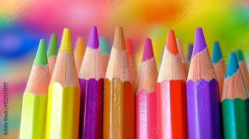 Colorful pencils pencil,arranged creatively against a vibrant backdrop