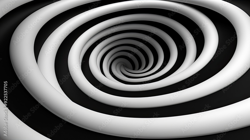 Pattern with optical illusion. Black and white design. Striped background. Abstract tunnel. Rotation and swirling movement. 3d motion illustration for cover, postcard, interior design, decor or print. Pattern with optical illusion. Black and white design. Striped background. Abstract tunnel. Rotation and swirling movement. 3d motion illustration for cover, postcard, interior design, decor or print.