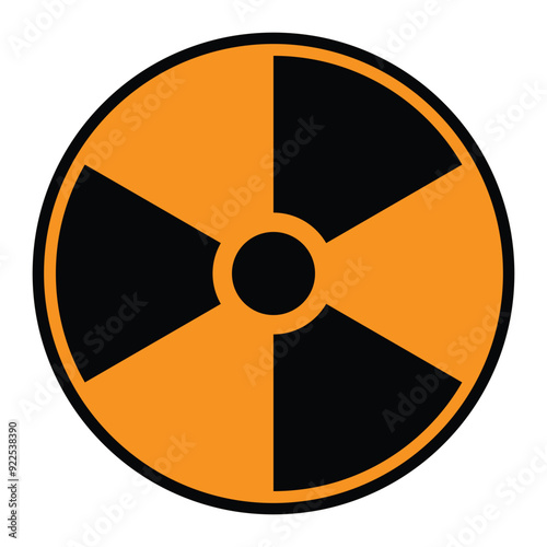 Nuclear icon. Radioactive warning yellow circle sign. Radiology icon emblem isolated in yellow circle on white background. Vector radiation icon. Eps. 10.