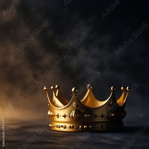 majestic crown on the glowing foggy background, king crown, AI Generative 