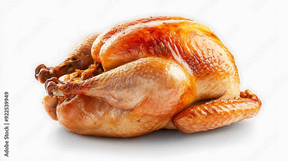 Roasted Turkey with Crispy Skin on White Background Roasted Turkey with Crispy Skin on White Background