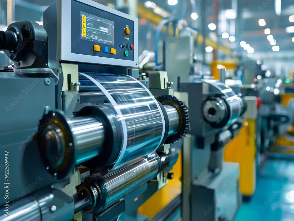 A factory with machines that are making paper A factory with machines that are making paper