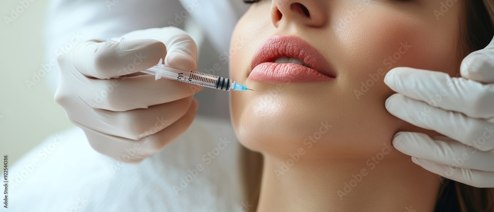 Close-up of a Woman Receiving a Lip Injection Close-up of a Woman Receiving a Lip Injection