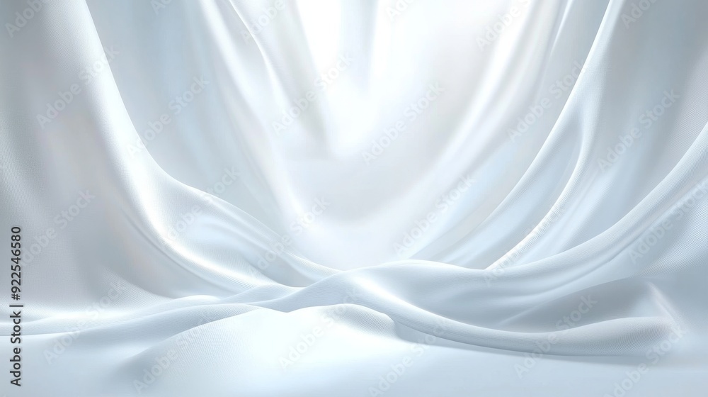 Obraz premium Abstract White Fabric Drapes, 3D Render, Light, Flowing, Texture, background, texture