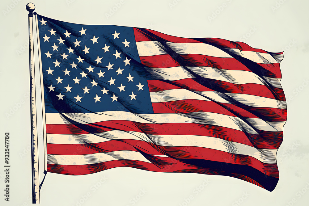 Obraz premium USA flag illustration, flag america