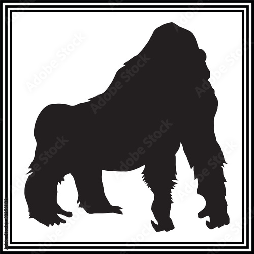 Gorilla silhouette vector , wildlife animal illustration.