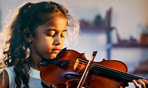 Passionate Young Violinist in a Music Studio