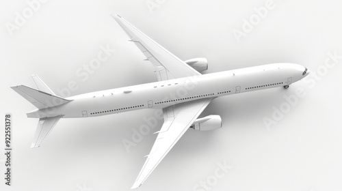 white commercial airplane isolated on white