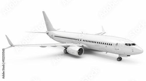 white commercial airplane isolated on white