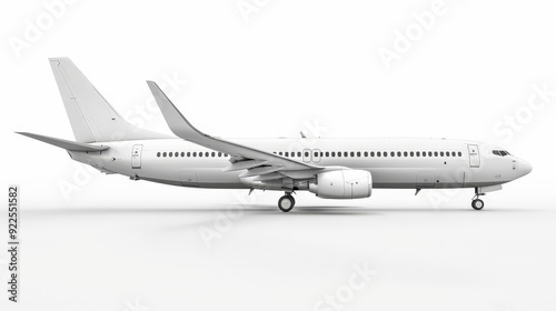 white commercial airplane isolated on white