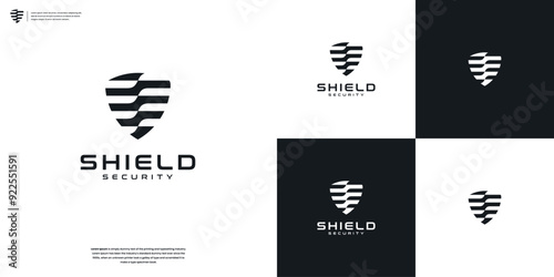 Shield logo design abstract with line, Simple logo design template