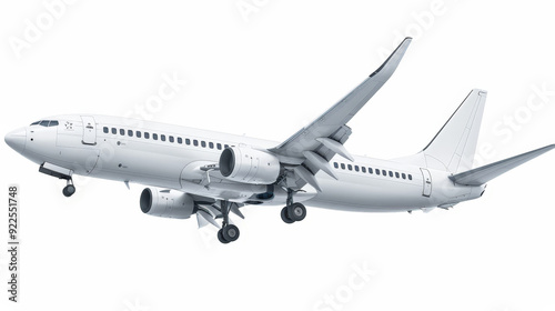 white commercial airplane isolated on white