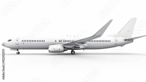 white commercial airplane isolated on white