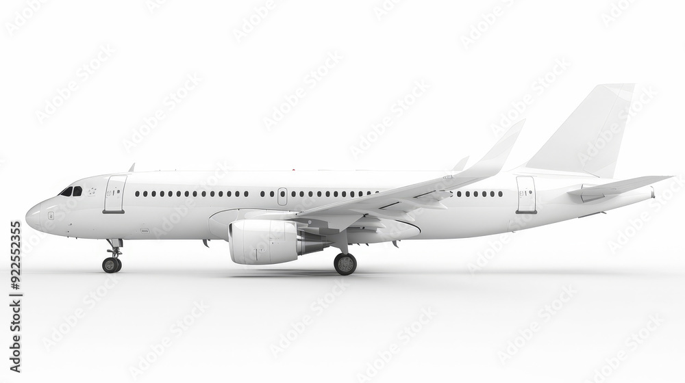white commercial airplane isolated on white