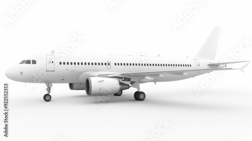 white commercial airplane isolated on white