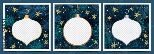 Retro Christmas Ornament Frames for Photos with Mid-Century Modern Snowflakes. vintage Tree Decoration