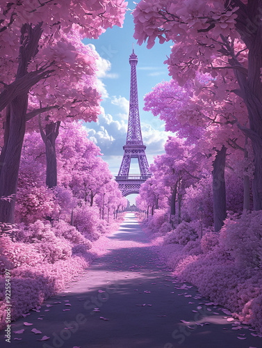 purple Eiffel Tower
