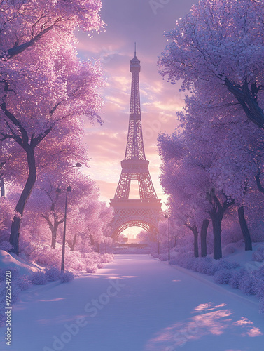 purple Eiffel Tower