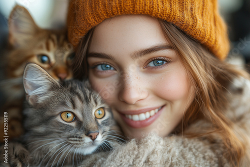 Volunteers organizing a pet adoption fair, helping connect animals with loving homes and families photo