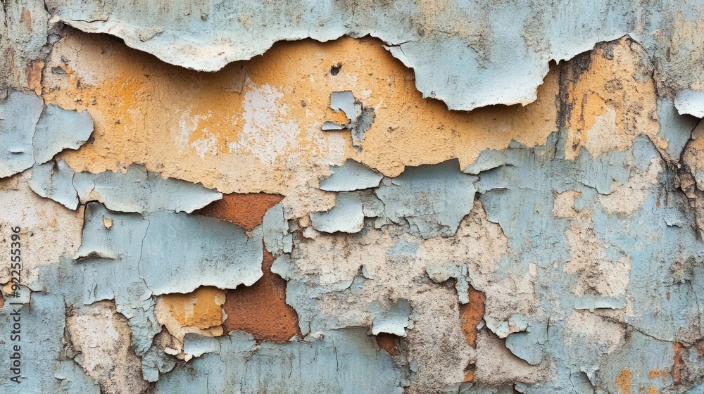 A close-up of a wall with peeling paint, revealing its rough texture and years of wear and tear. A close-up of a wall with peeling paint, revealing its rough texture and years of wear and tear.