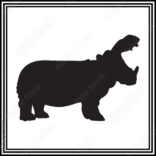 Hippopotamus silhouette vector , wildlife animal illustration.