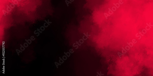 Abstract smoke exploding cumulus clouds. Watercolor red grunge background painting. Watercolor old deep maroon color backdrop. Black red abstract background with copy space for design.